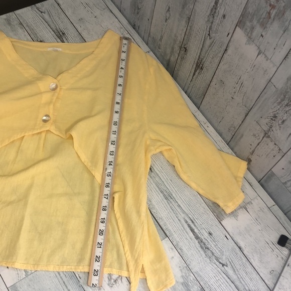 Gauze 2 Button Yellow Crop Top 2 - Picture 7 of 8